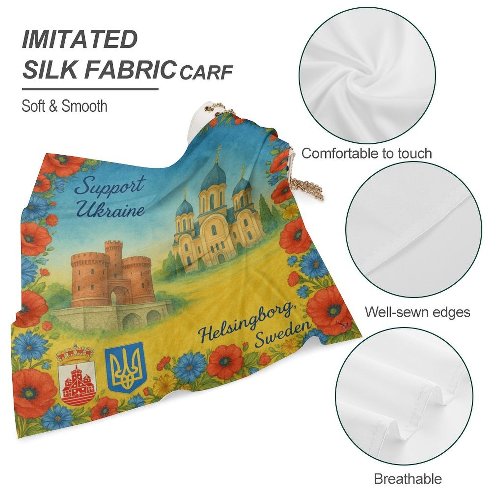 Support Ukraine 1 Kerchief All Over Print Scarf - Lana Art Sweden