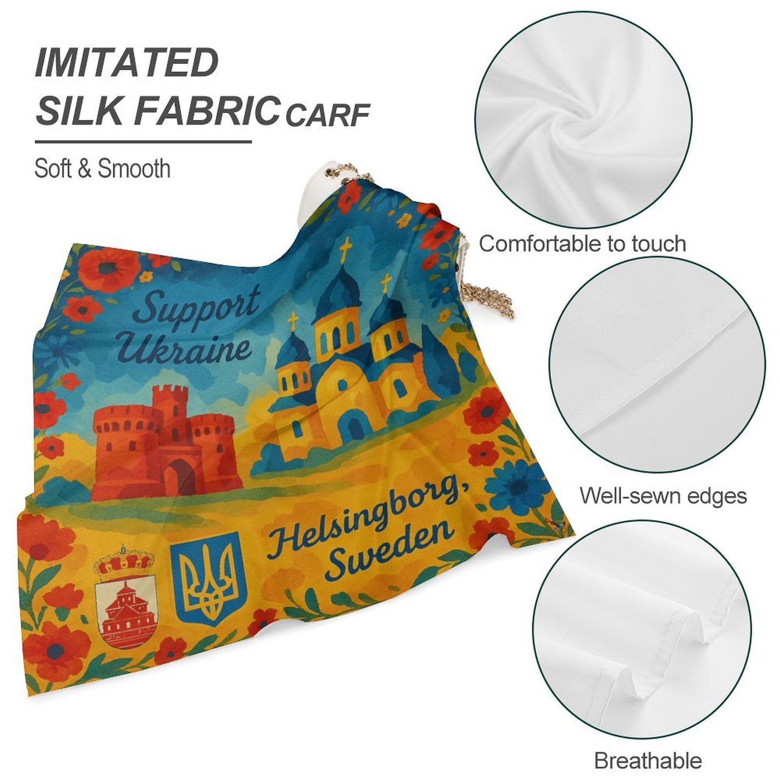 Support Ukraine 2 Kerchief All Over Print Scarf - Lana Art Sweden