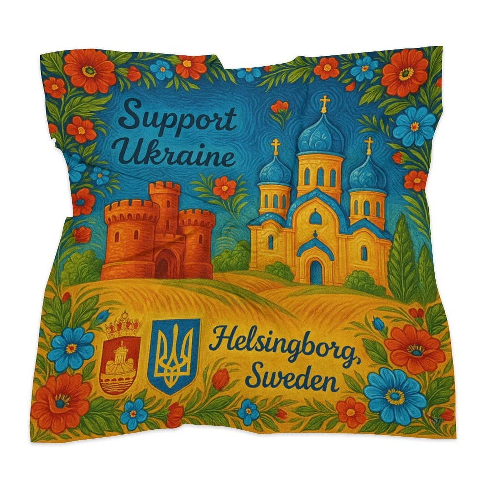 Support Ukraine 3 Kerchief All Over Print Scarf - Lana Art Sweden