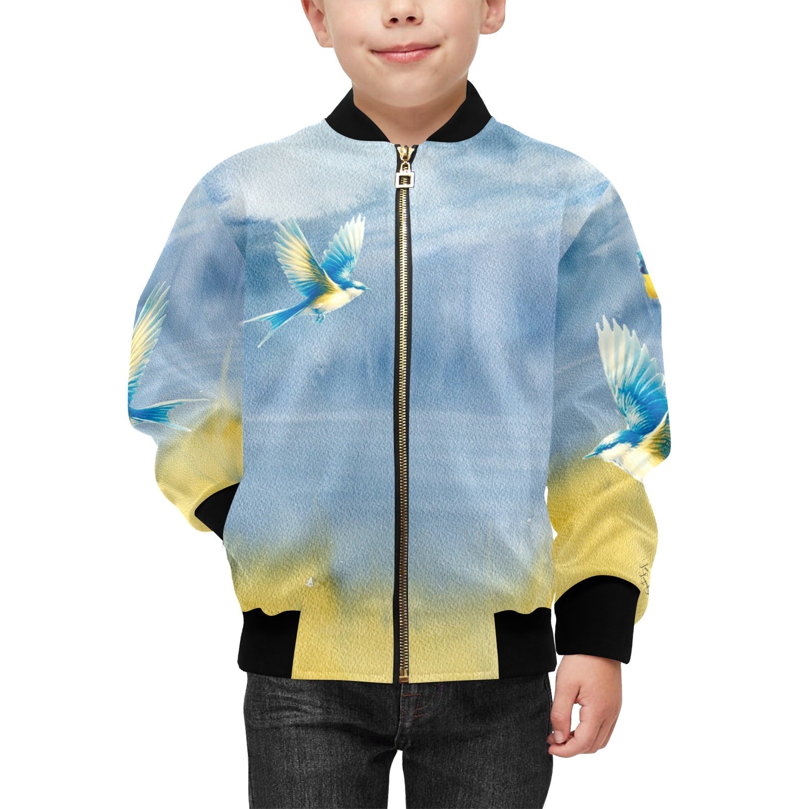 Support Ukraine Kids Lastivka Kids' Bomber Jacket with Pockets - Lana Art Sweden