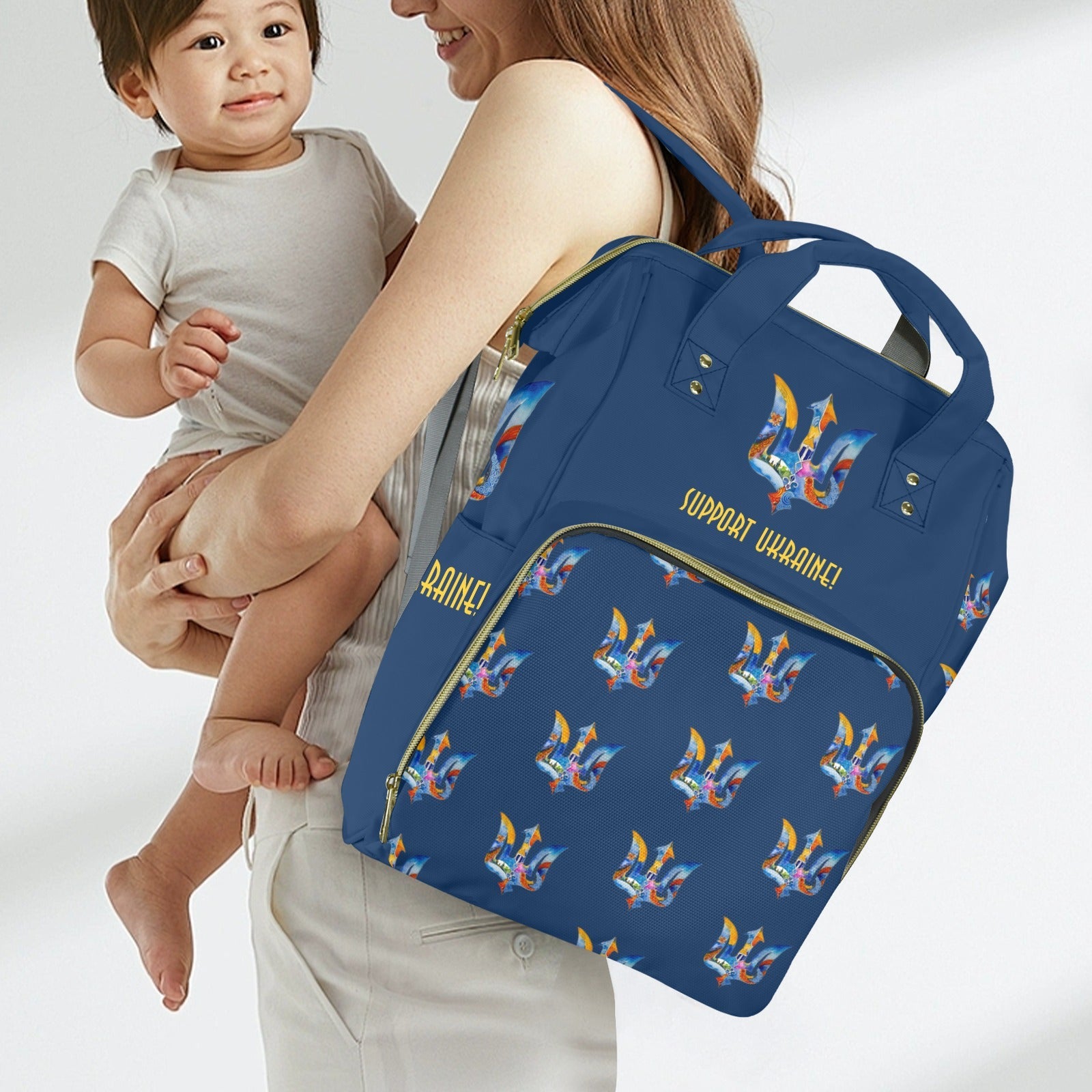 Support Ukraine Trident Multi - Function Travel Diaper Bag - Large - Lana Art Sweden