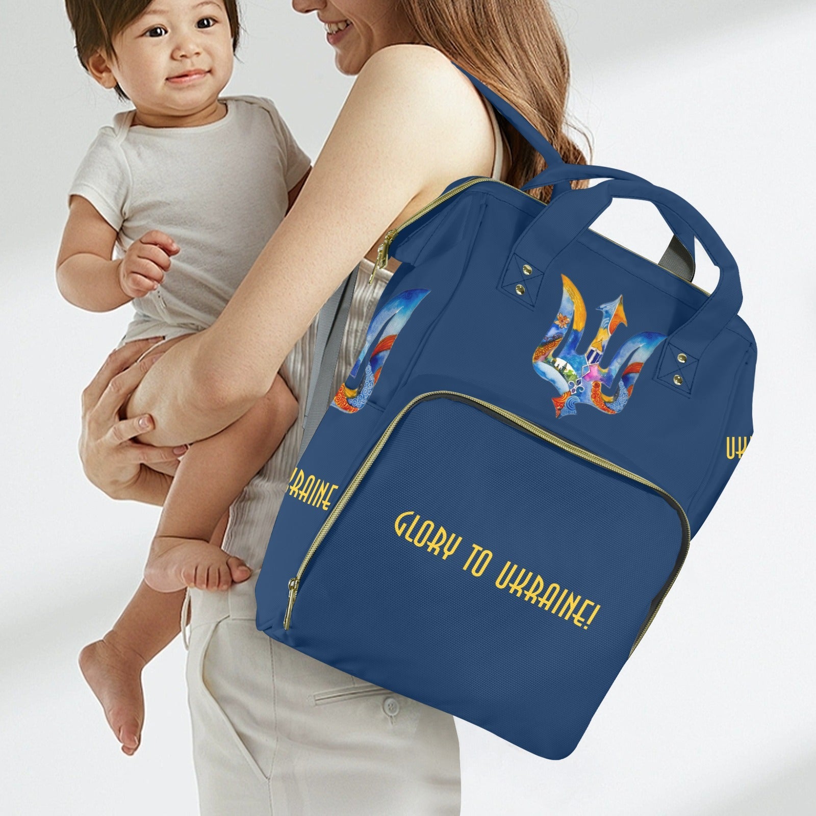 Support Ukraine Trident Multi - Function Travel Diaper Bag - Large - Lana Art Sweden