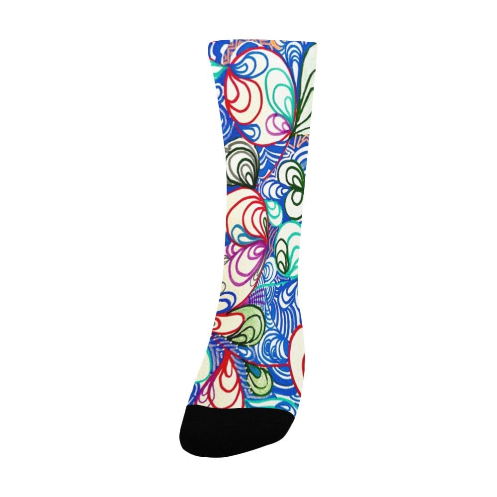 Swirls in Blue Women's Custom Socks - Lana Art Sweden