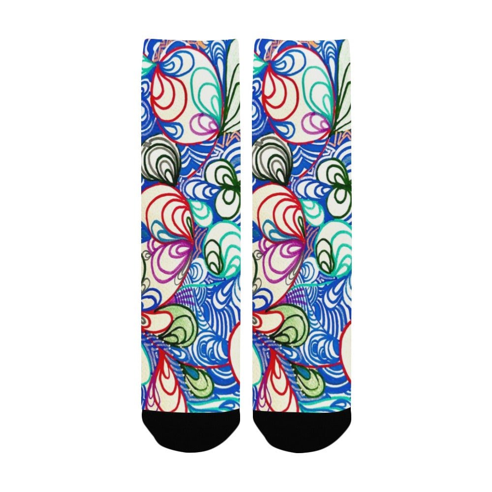 Swirls in Blue Women's Custom Socks - Lana Art Sweden