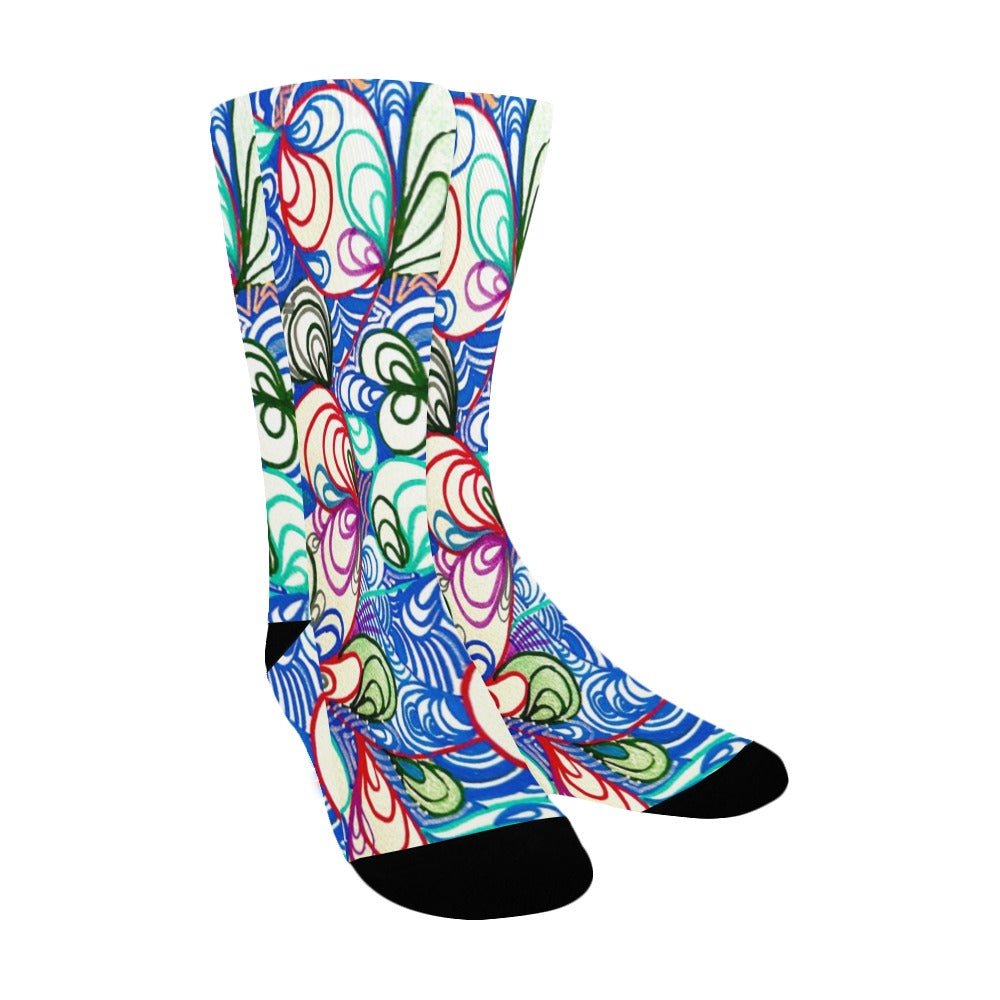 Swirls in Blue Women's Custom Socks - Lana Art Sweden