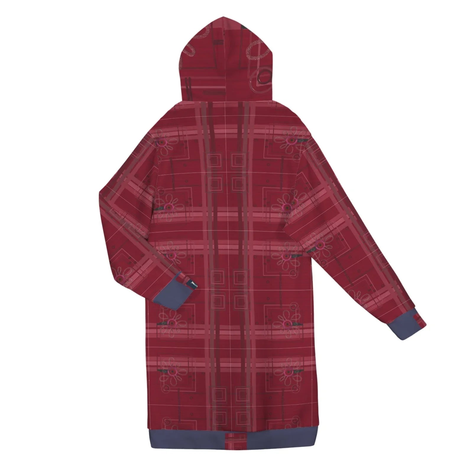The Red The Flower Women's Long Hooded Jacket - Lana Art Sweden