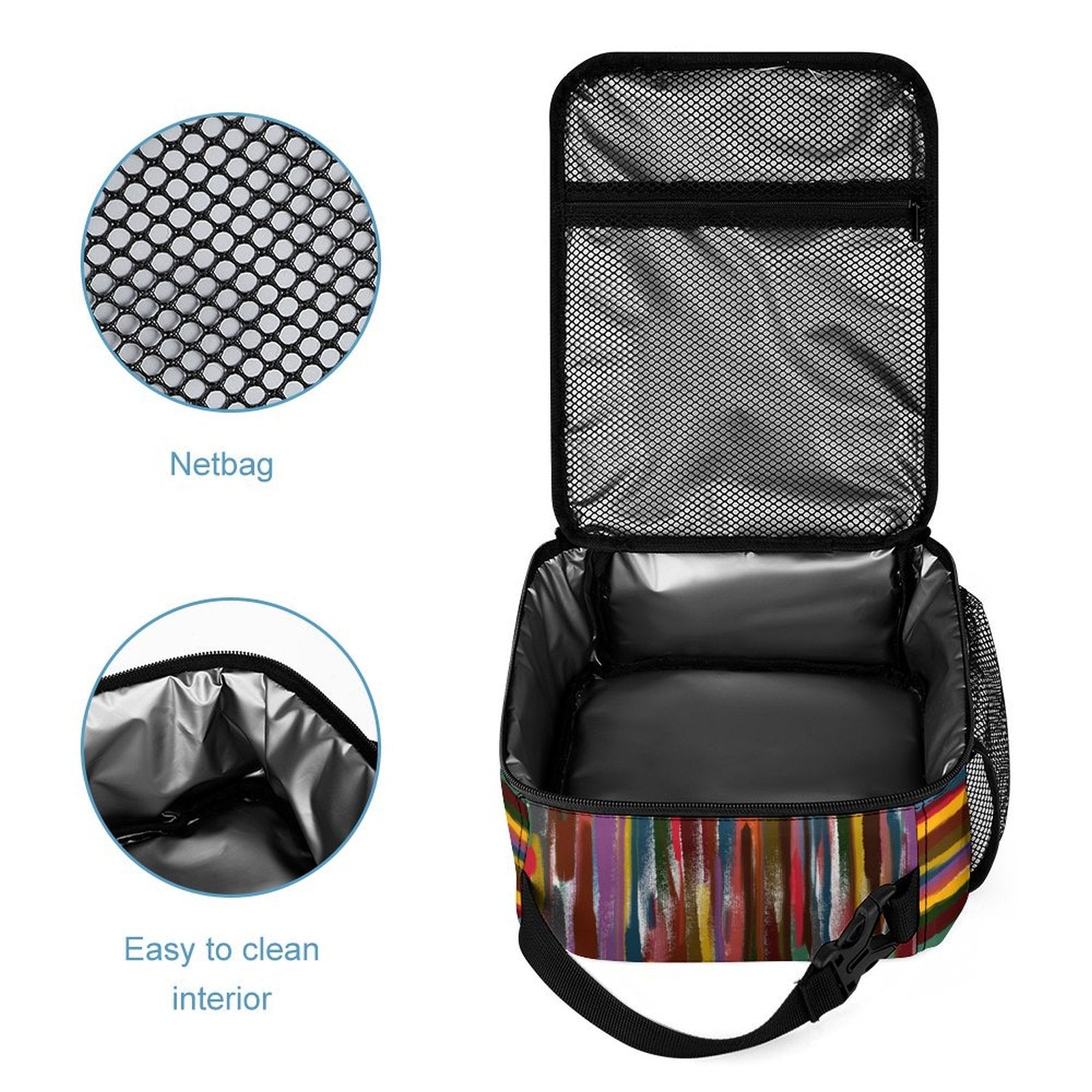 Three piece School Power Stripes set: Backpack, Lunch bag, Pen case - Lana Art Sweden