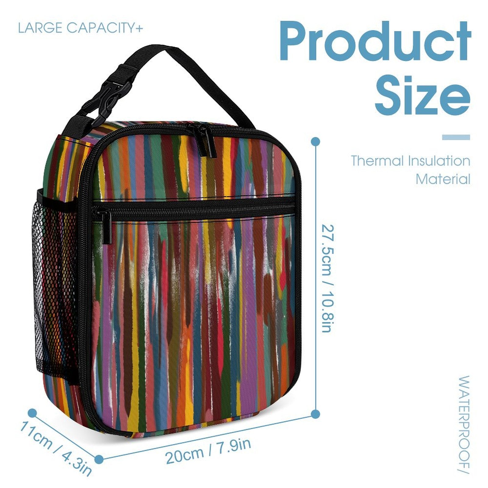 Three piece School Power Stripes set: Backpack, Lunch bag, Pen case - Lana Art Sweden