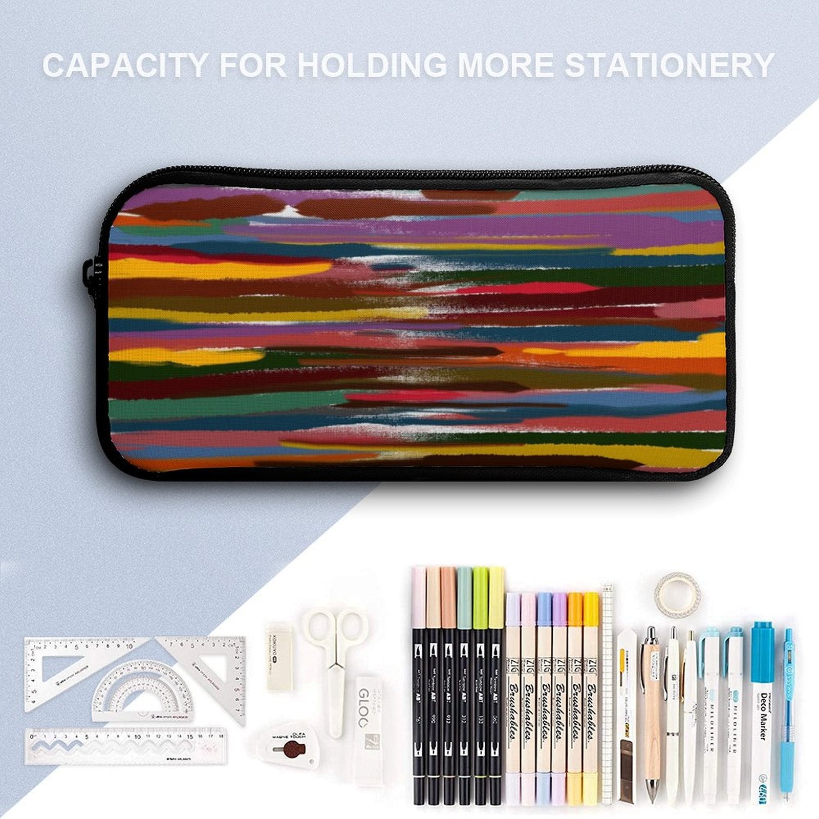 Three piece School Power Stripes set: Backpack, Lunch bag, Pen case - Lana Art Sweden