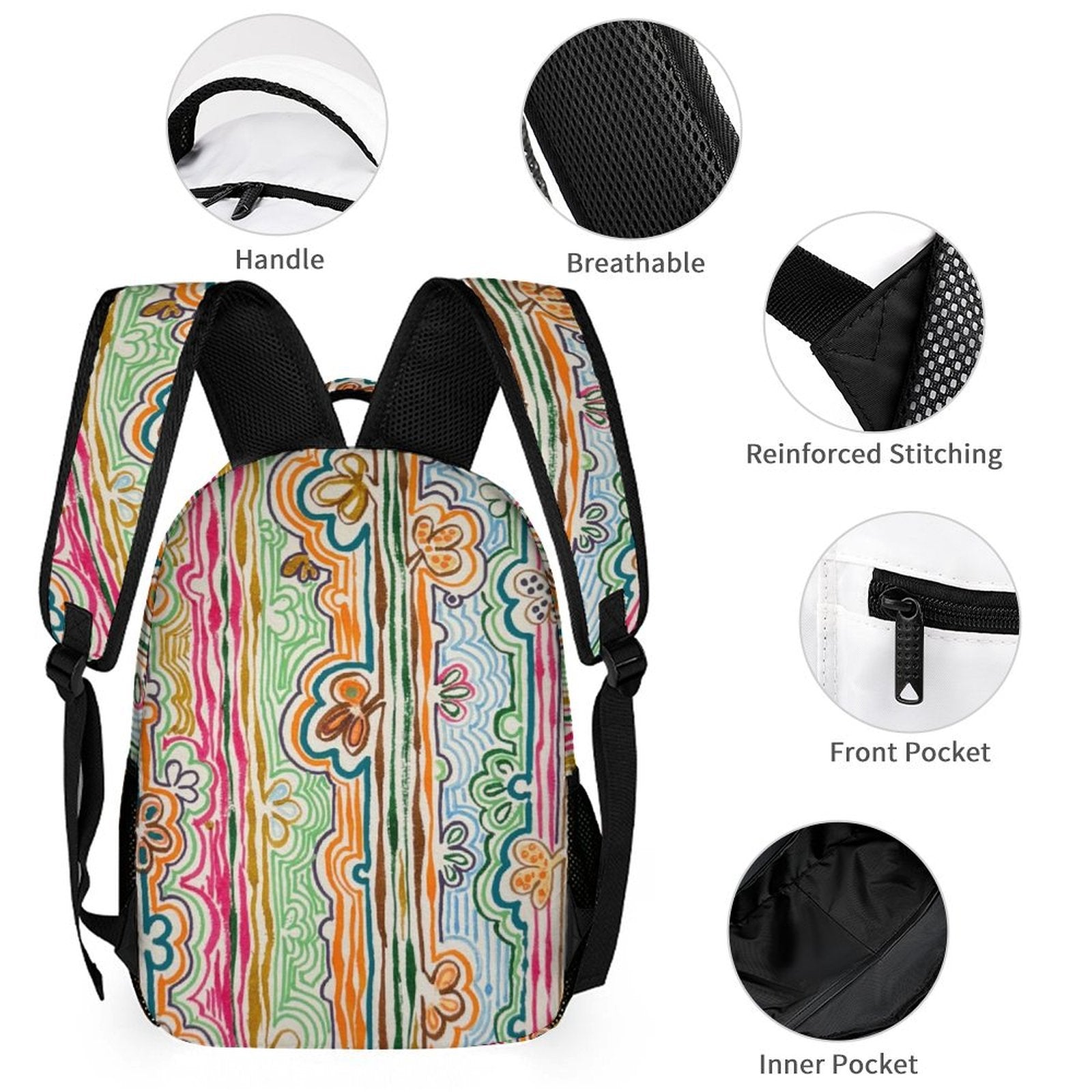 Three piece School Spring Fever set: Backpack, Lunch bag, Pen case - Lana Art Sweden
