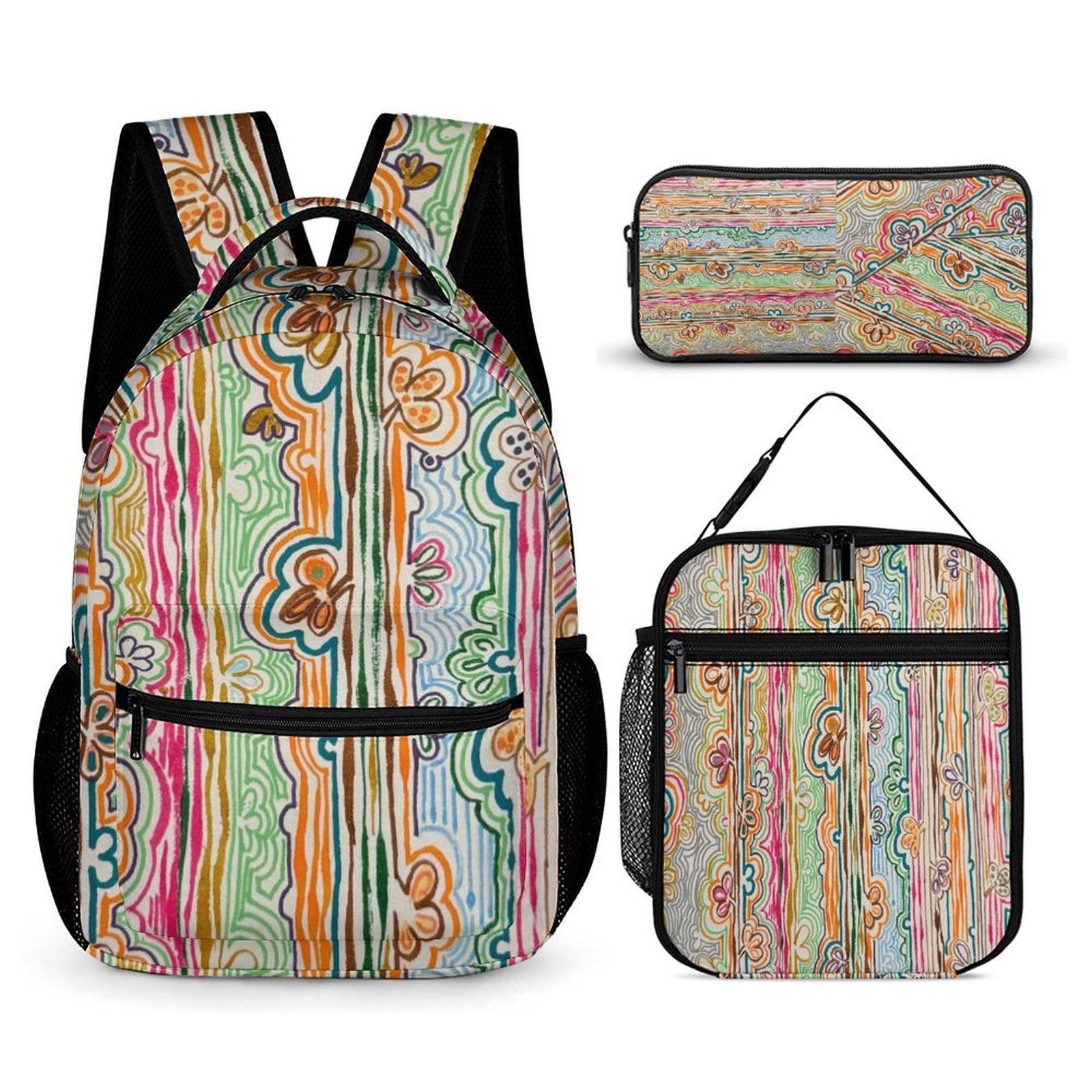 Three piece School Spring Fever set: Backpack, Lunch bag, Pen case - Lana Art Sweden
