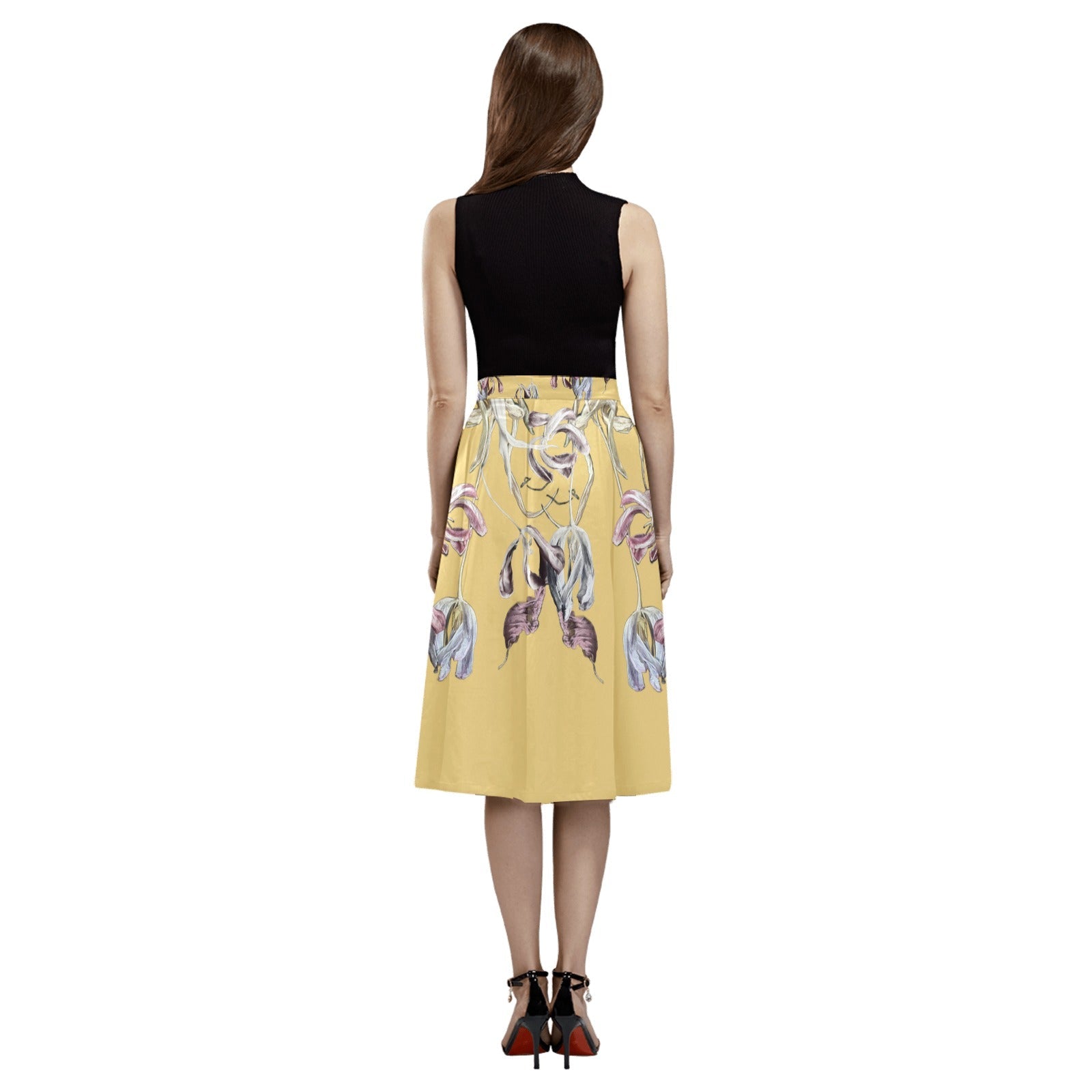 Three Tulips and a Leaf Mnemosyne Women's Crepe Skirt - Lana Art Sweden