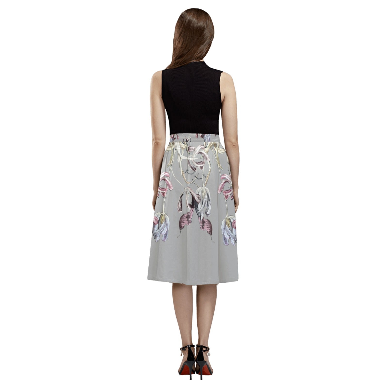Three Tulips and a Leaf Mnemosyne Women's Crepe Skirt - Lana Art Sweden