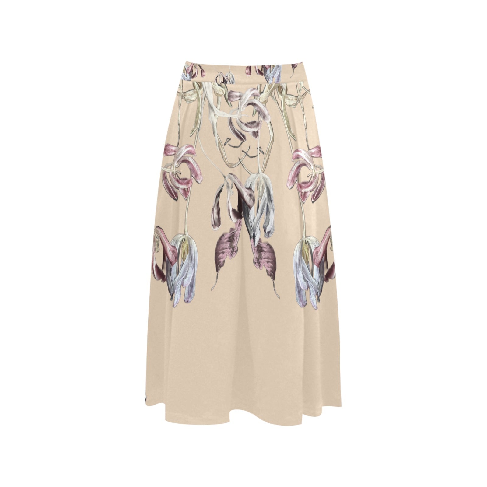 Three Tulips and a Leaf Mnemosyne Women's Crepe Skirt - Lana Art Sweden