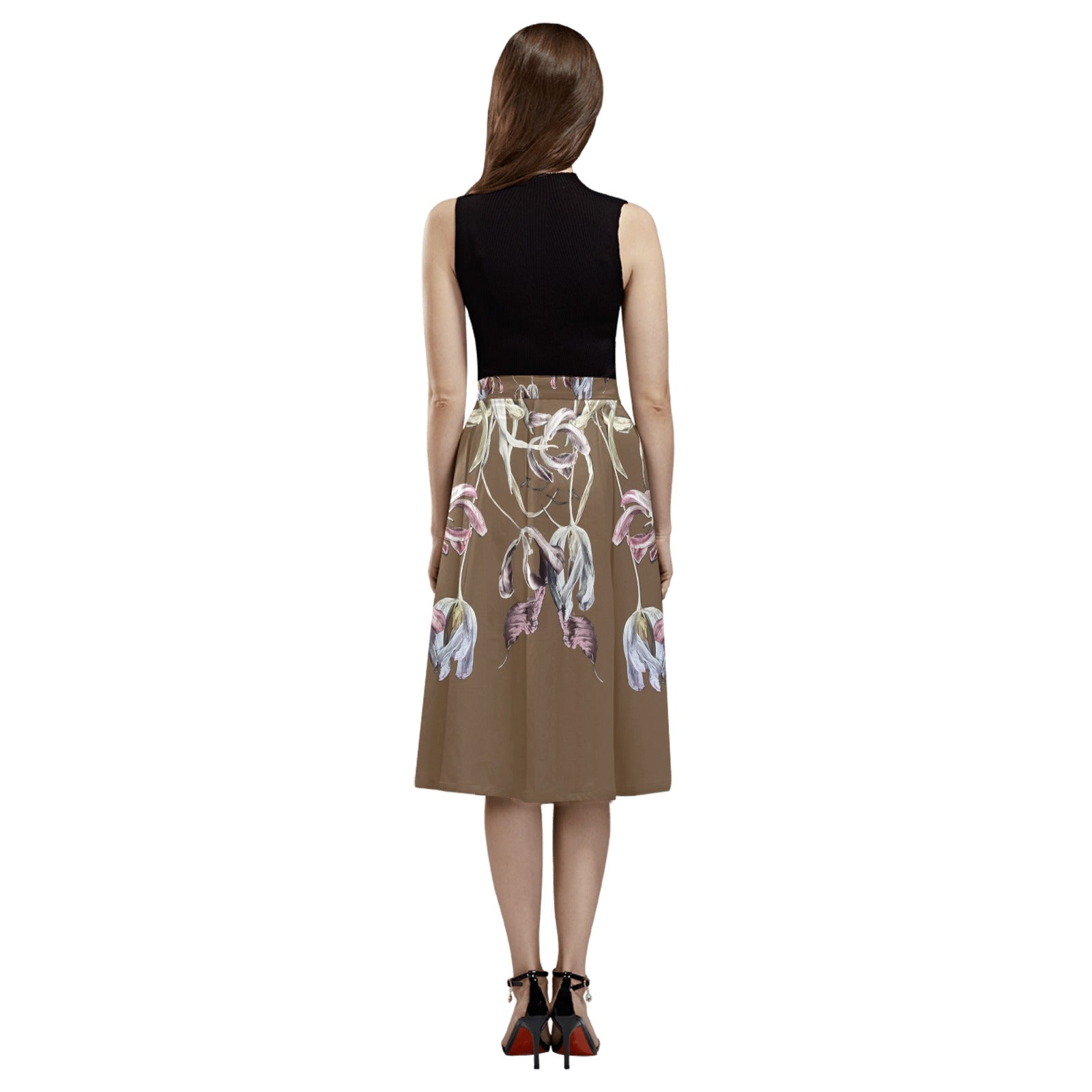 Three Tulips and a Leaf Mnemosyne Women's Crepe Skirt - Lana Art Sweden