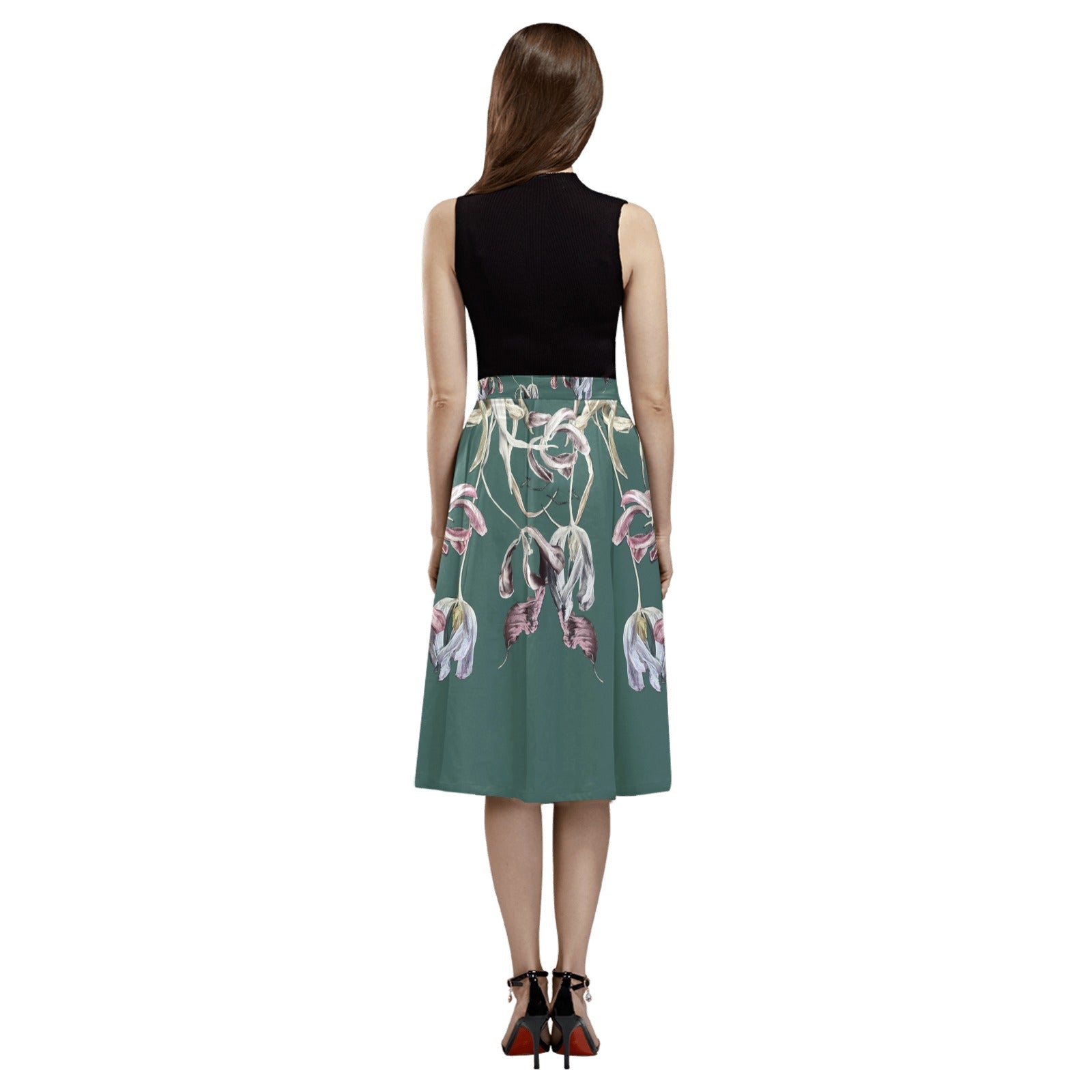 Three Tulips and a Leaf Mnemosyne Women's Crepe Skirt - Lana Art Sweden