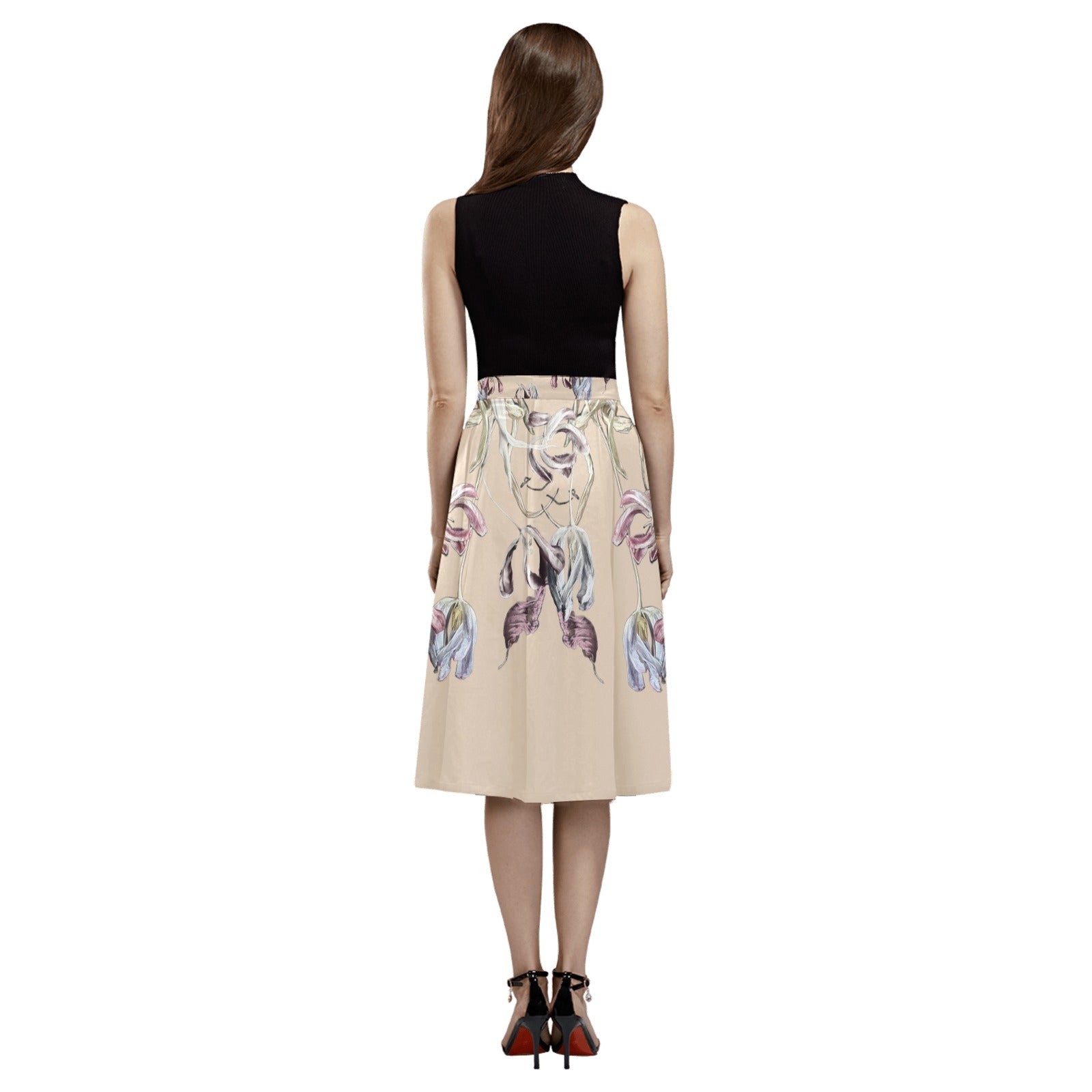 Three Tulips and a Leaf Mnemosyne Women's Crepe Skirt - Lana Art Sweden