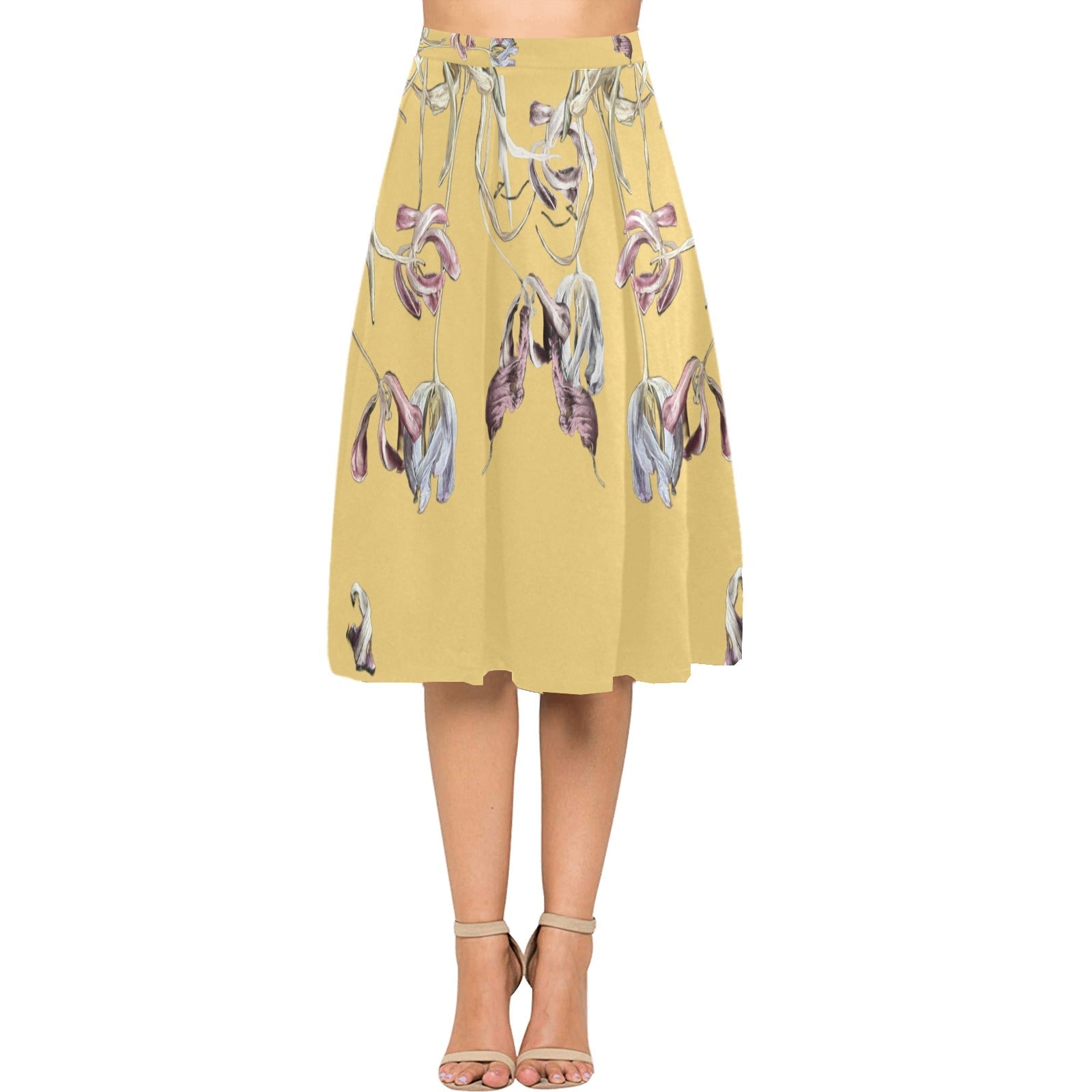 Three Tulips and a Leaf Mnemosyne Women's Crepe Skirt - Lana Art Sweden