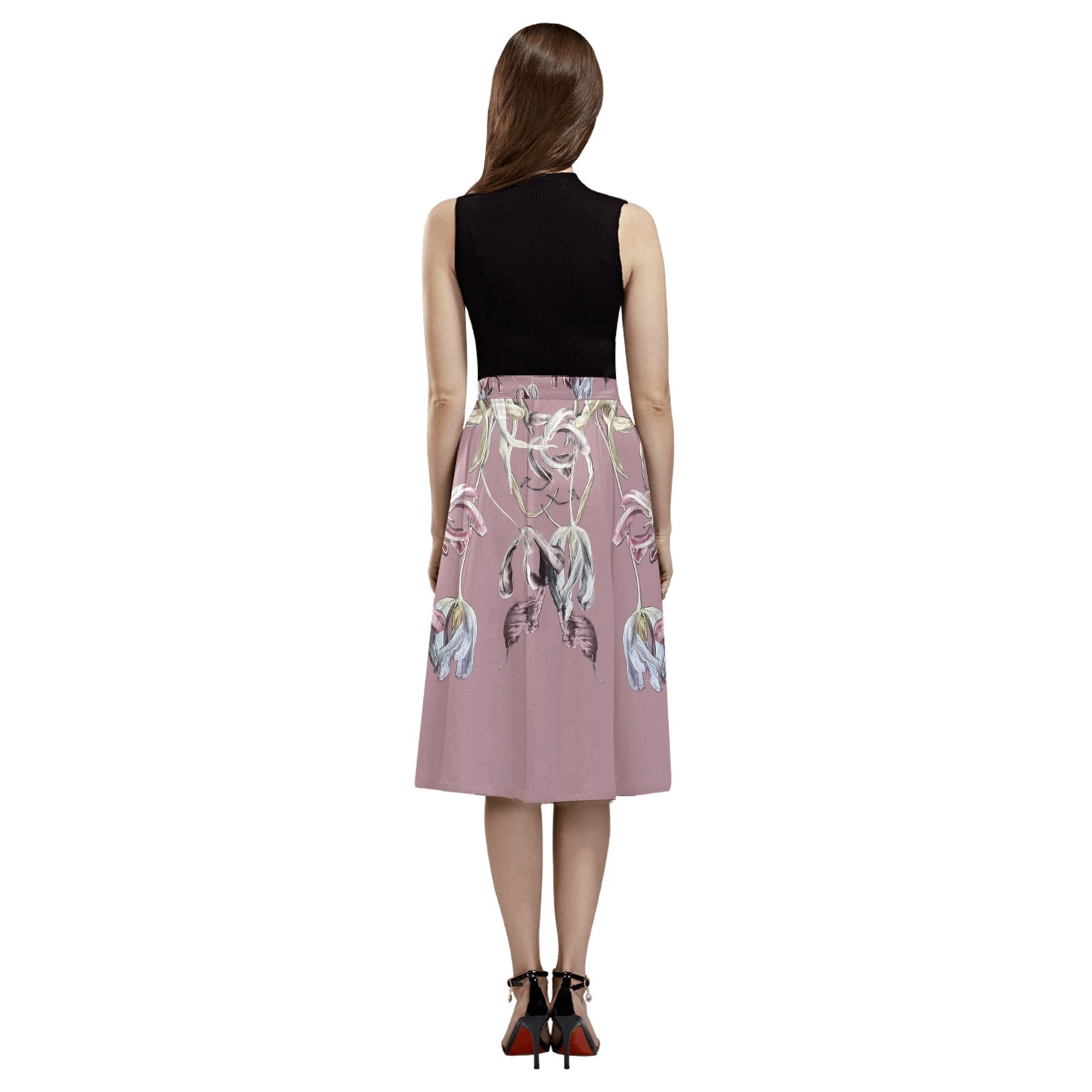 Three Tulips and a Leaf Mnemosyne Women's Crepe Skirt - Lana Art Sweden