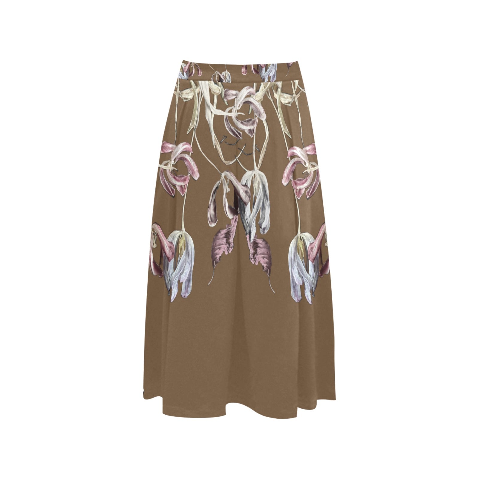 Three Tulips and a Leaf Mnemosyne Women's Crepe Skirt - Lana Art Sweden