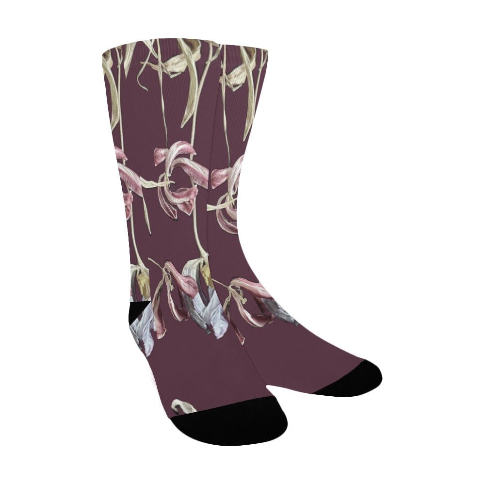 Three Tulips Cherry Laquer Women's Custom Socks - Lana Art Sweden