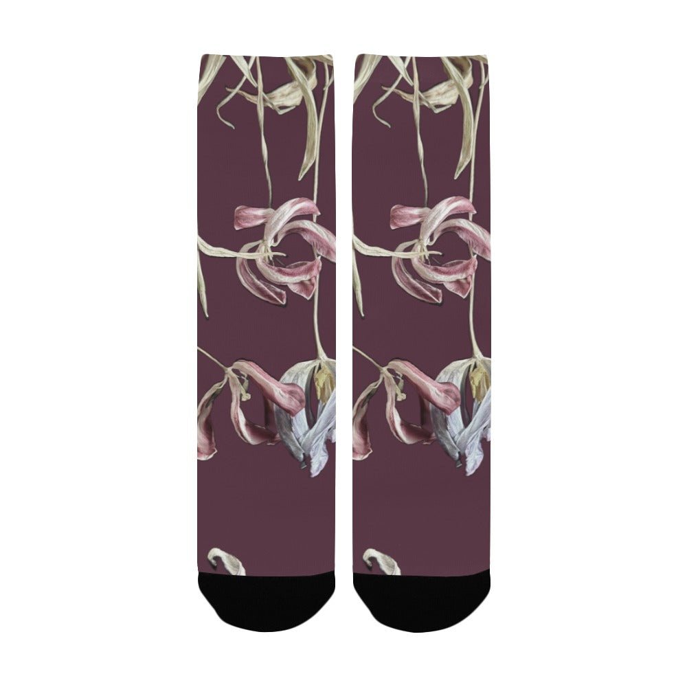 Three Tulips Cherry Laquer Women's Custom Socks - Lana Art Sweden