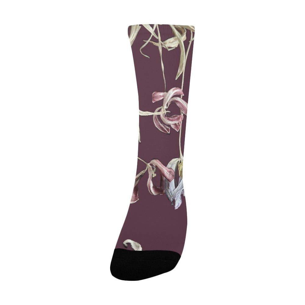 Three Tulips Cherry Laquer Women's Custom Socks - Lana Art Sweden