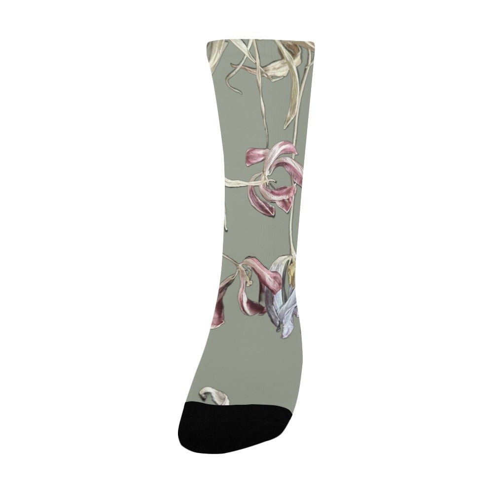 Three Tulips Dark Sage Women's Custom Socks - Lana Art Sweden