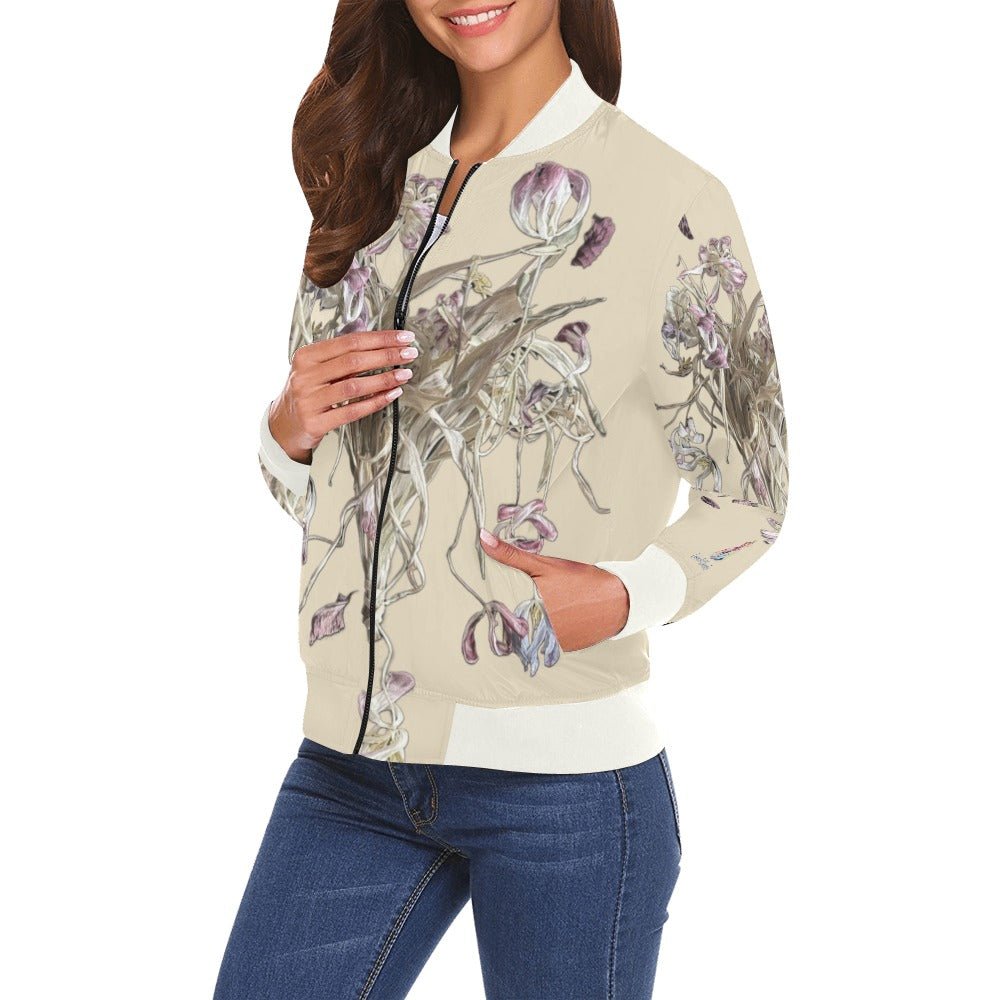 Tulip Drama Almond Milk W Bomber Jacket for Women - Lana Art Sweden