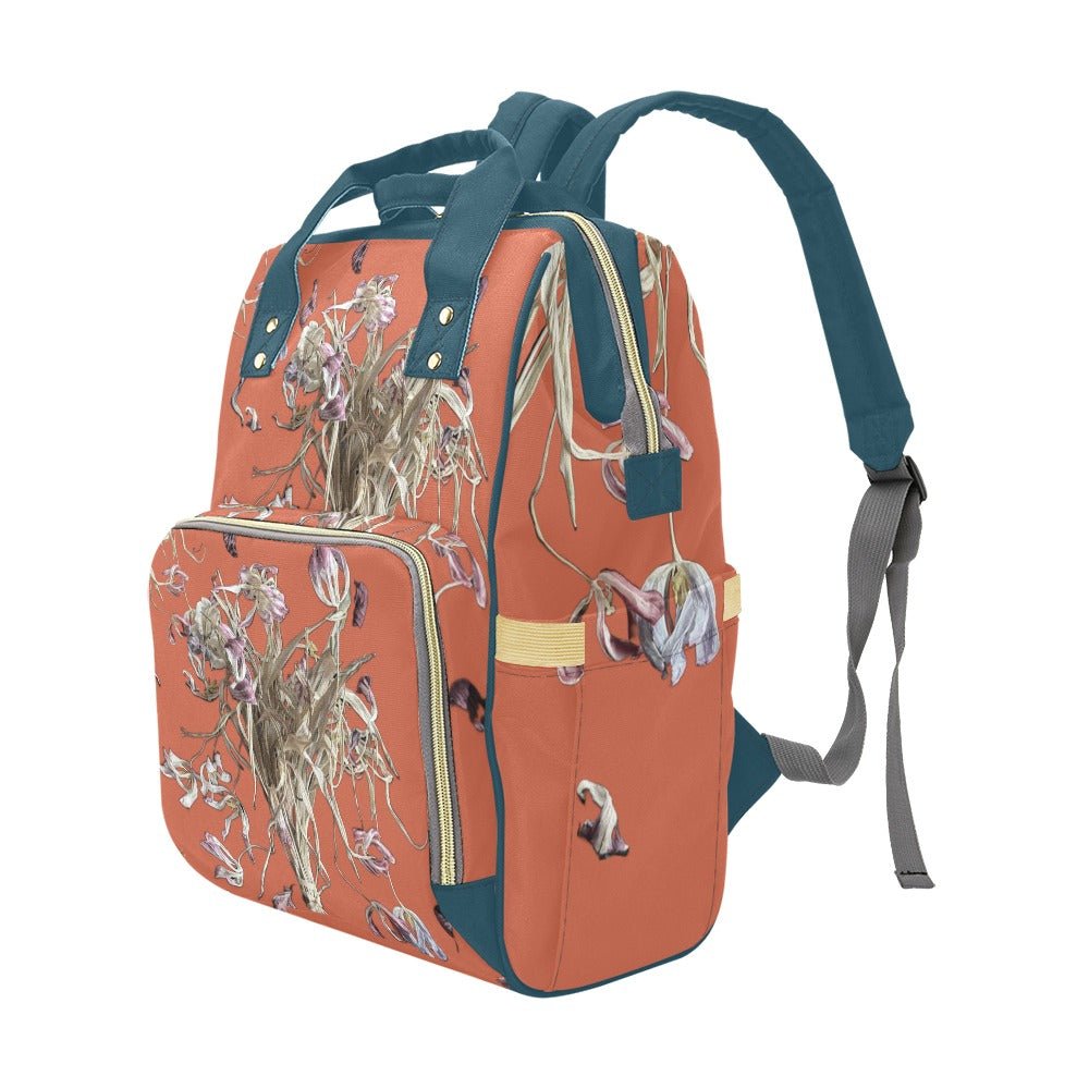 Tulip Drama Burnt Orange Multi - Function Diaper Backpack/Diaper Bag - Lana Art Sweden