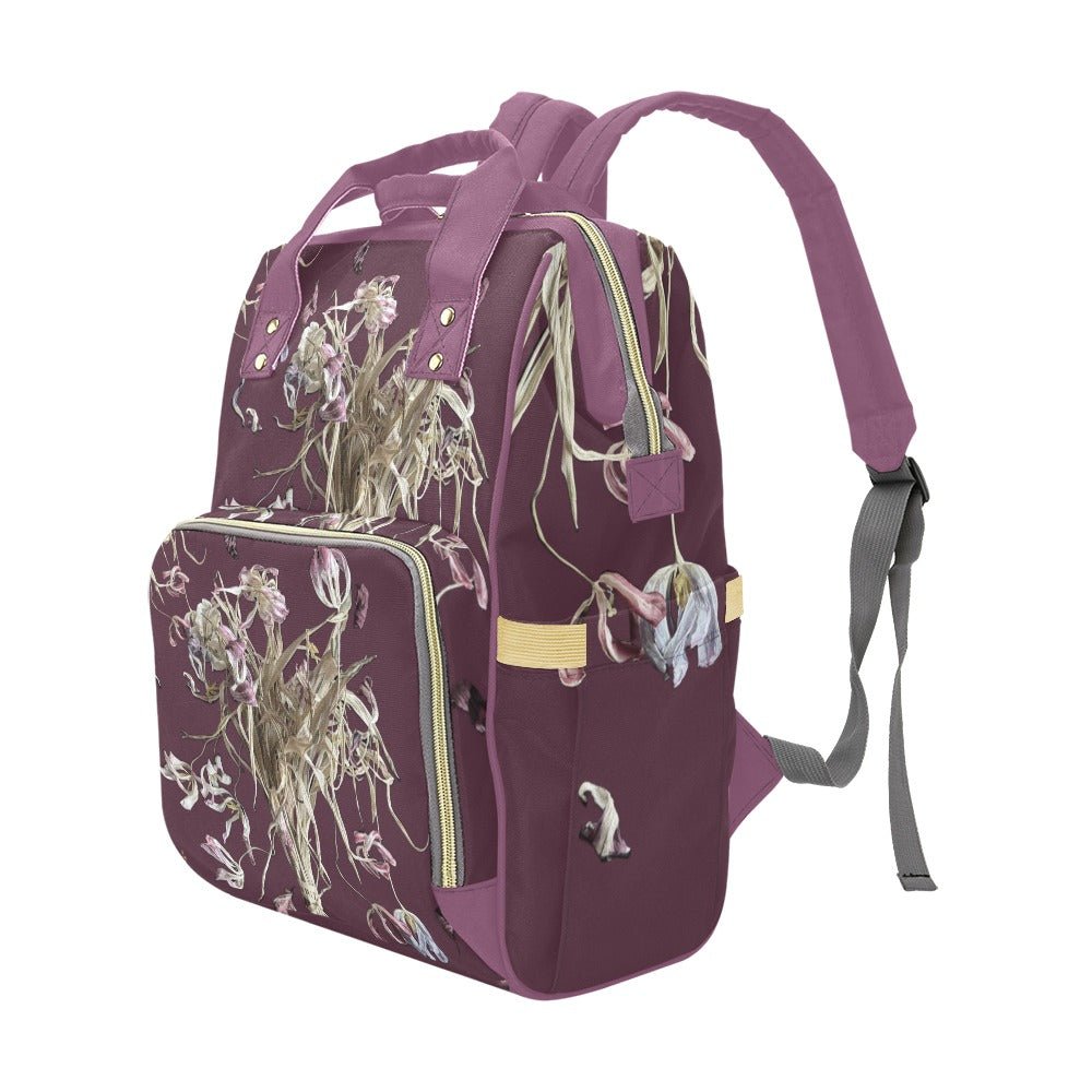 Tulip Drama Eggplant Multi - Function Diaper Backpack/Diaper Bag - Lana Art Sweden