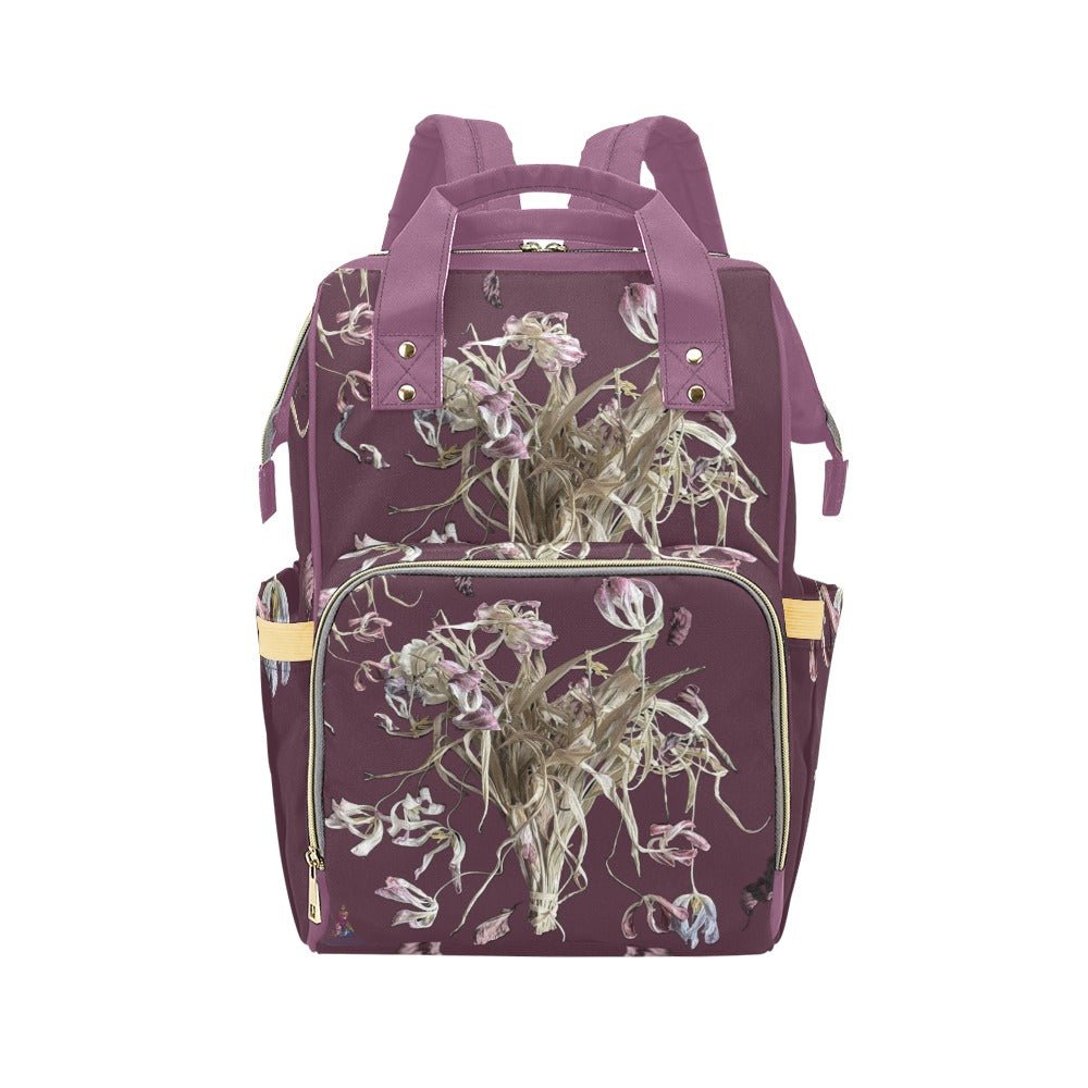 Tulip Drama Eggplant Multi - Function Diaper Backpack/Diaper Bag - Lana Art Sweden