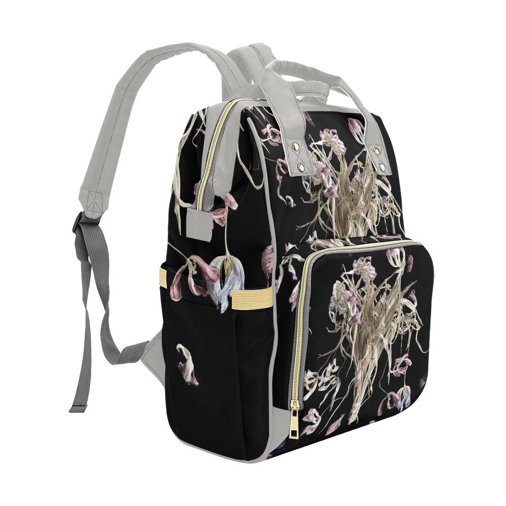 Tulip Drama Grey Multi - Function Diaper Backpack/Diaper Bag - Lana Art Sweden