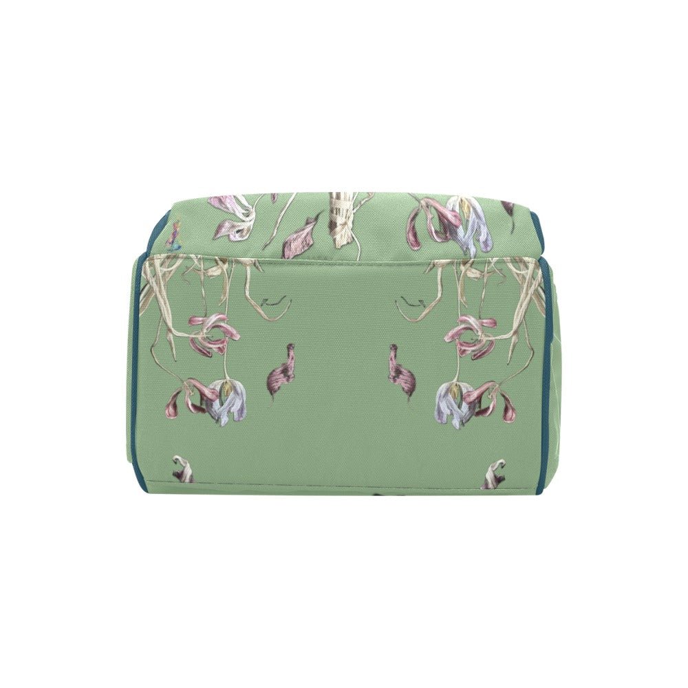 Tulip Drama Mint Sage Multi - Function Diaper Backpack/Diaper Bag - Lana Art Sweden
