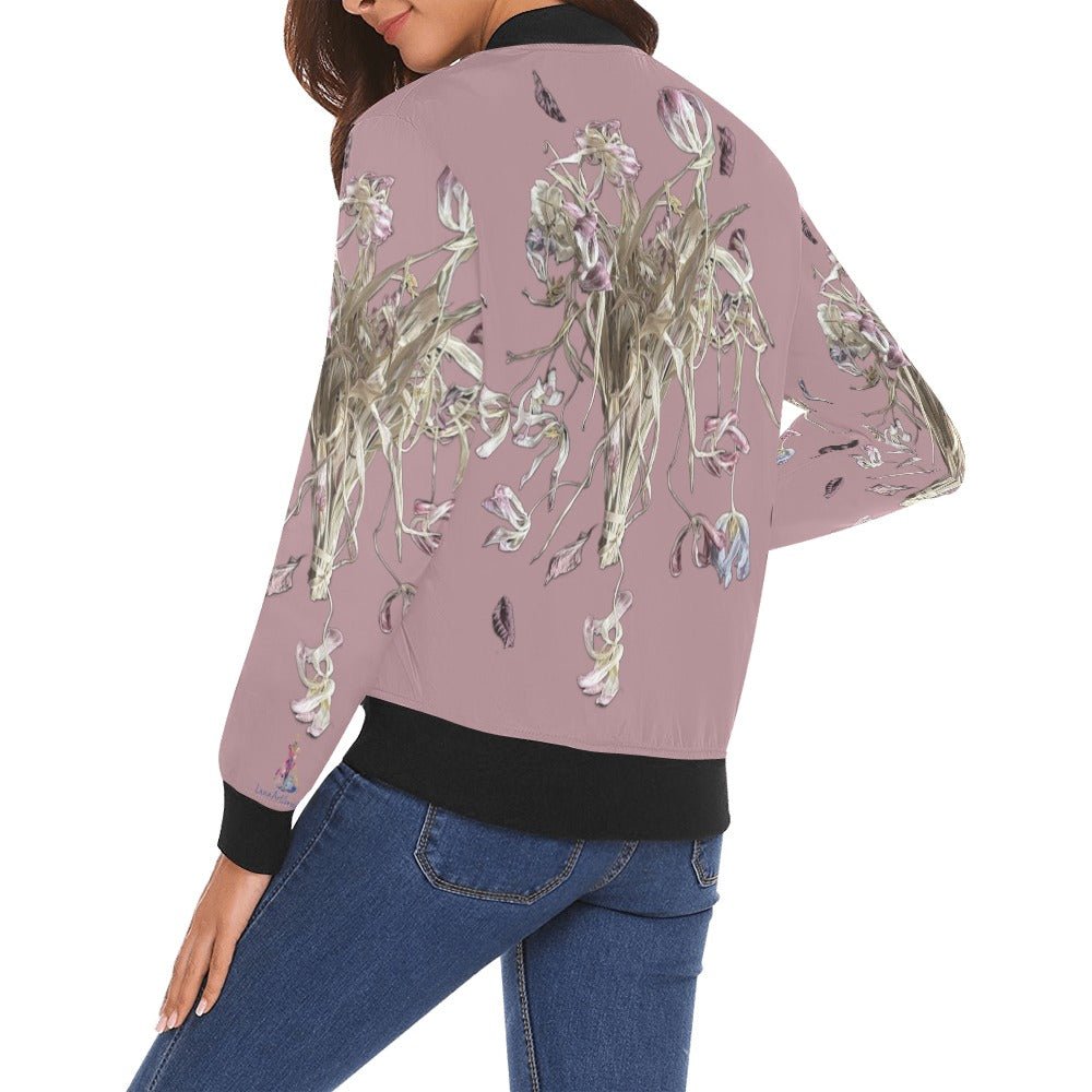 Tulip Drama Powder Pink Bomber Jacket for Women - Lana Art Sweden