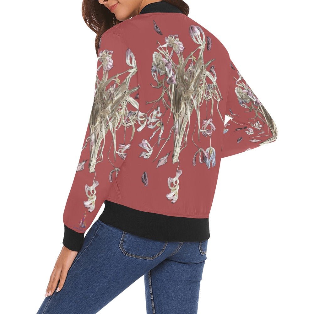 Tulip Drama Pumpkin Bomber Jacket for Women - Lana Art Sweden