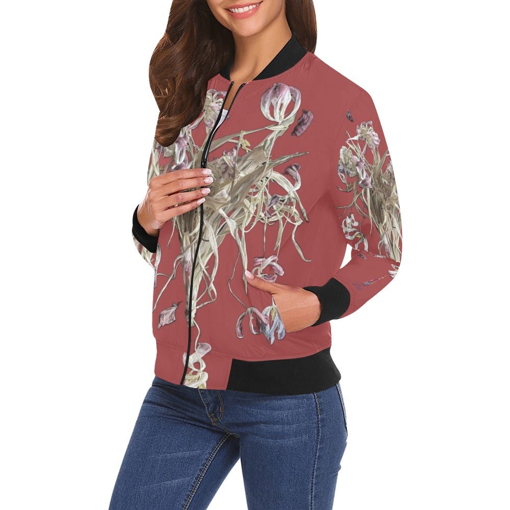 Tulip Drama Pumpkin Bomber Jacket for Women - Lana Art Sweden