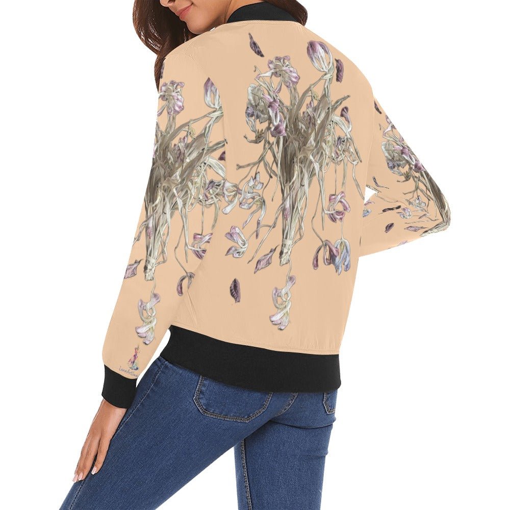 Tulip Drama Roasted Peach Bomber Jacket for Women - Lana Art Sweden