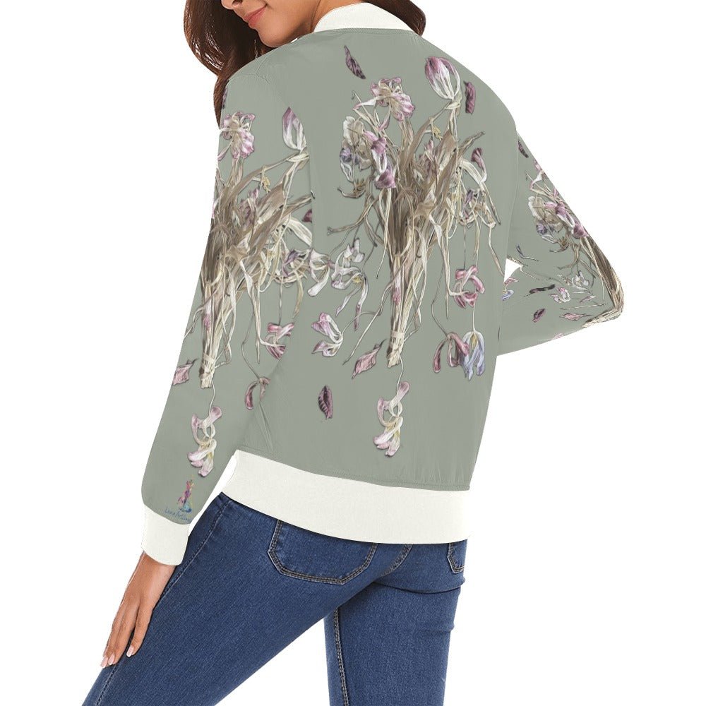 Tulip Drama Watercress Bomber Jacket for Women - Lana Art Sweden