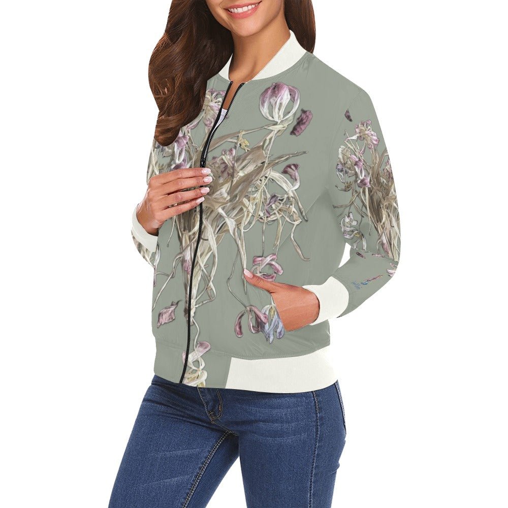 Tulip Drama Watercress Bomber Jacket for Women - Lana Art Sweden