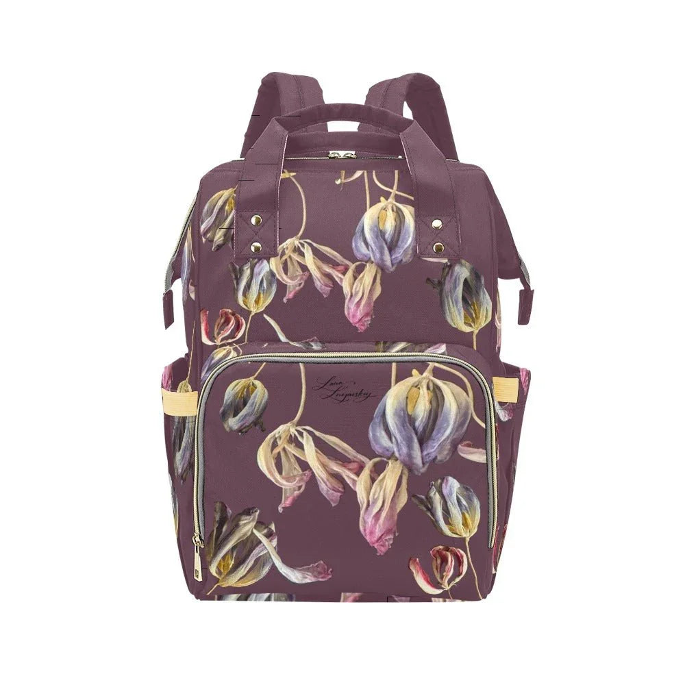 Tulip Mauve Wine Multi - Function Backpack - Lana Art Sweden