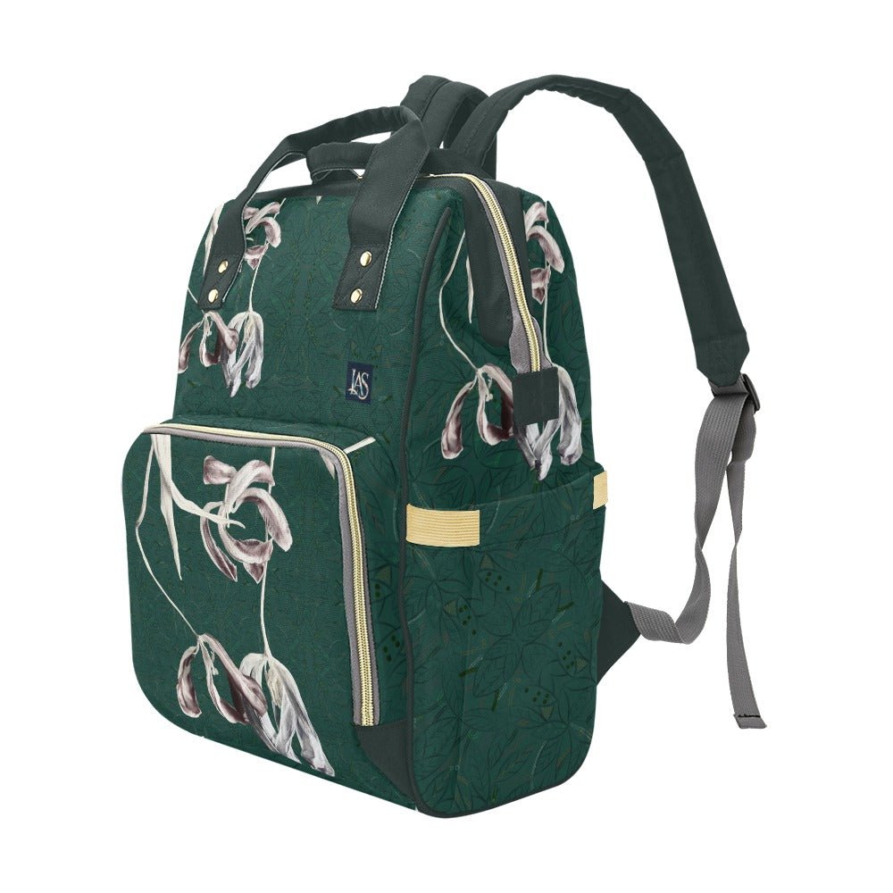 Tulips Green Maze Multi - Function Backpack/Diaper Bag - Lana Art Sweden