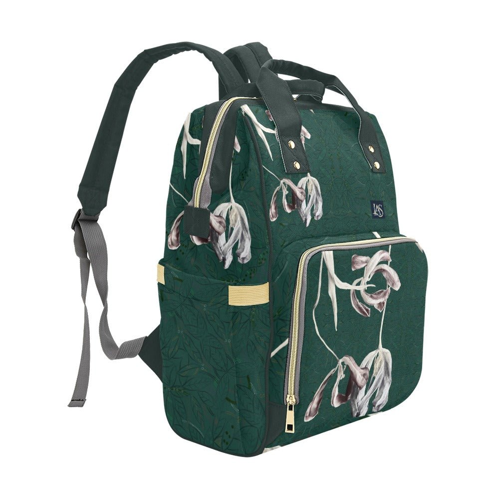 Tulips Green Maze Multi - Function Backpack/Diaper Bag - Lana Art Sweden