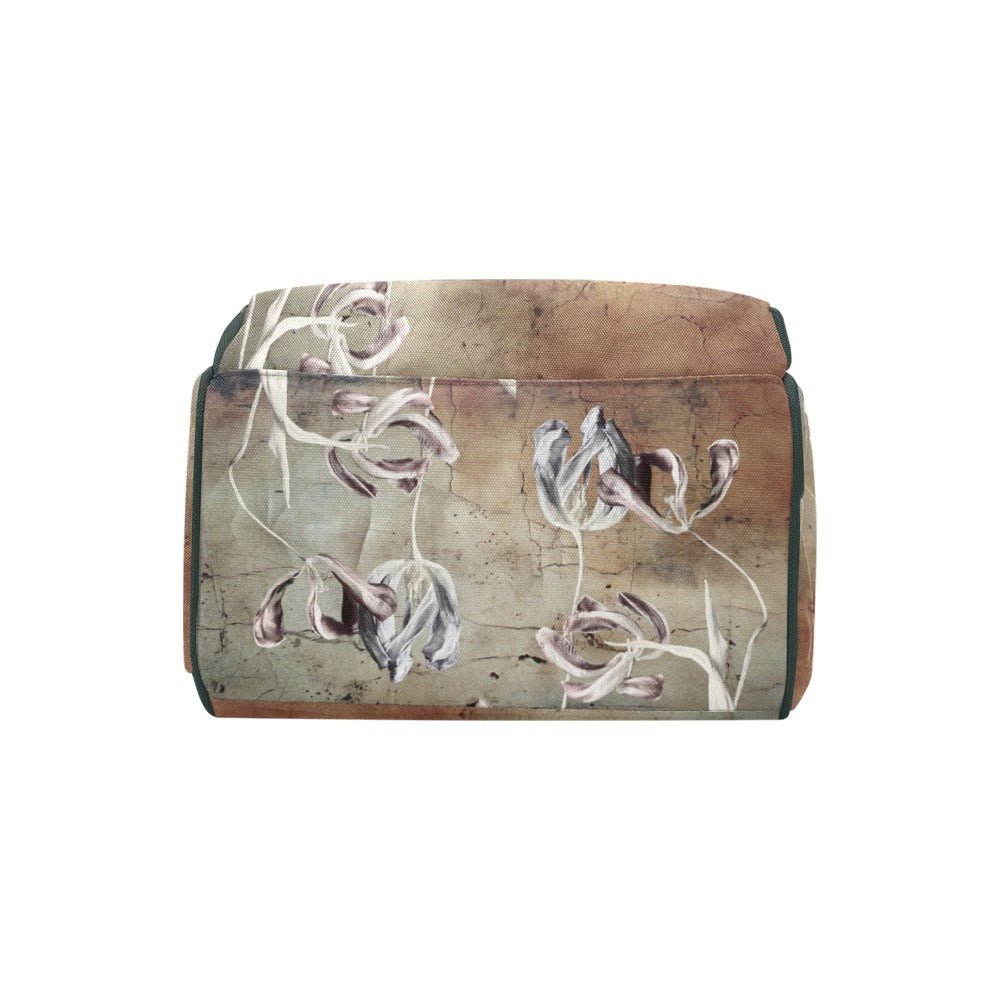 Tulips on Cracked Wall Multi - Function Backpack/Diaper Bag - Lana Art Sweden