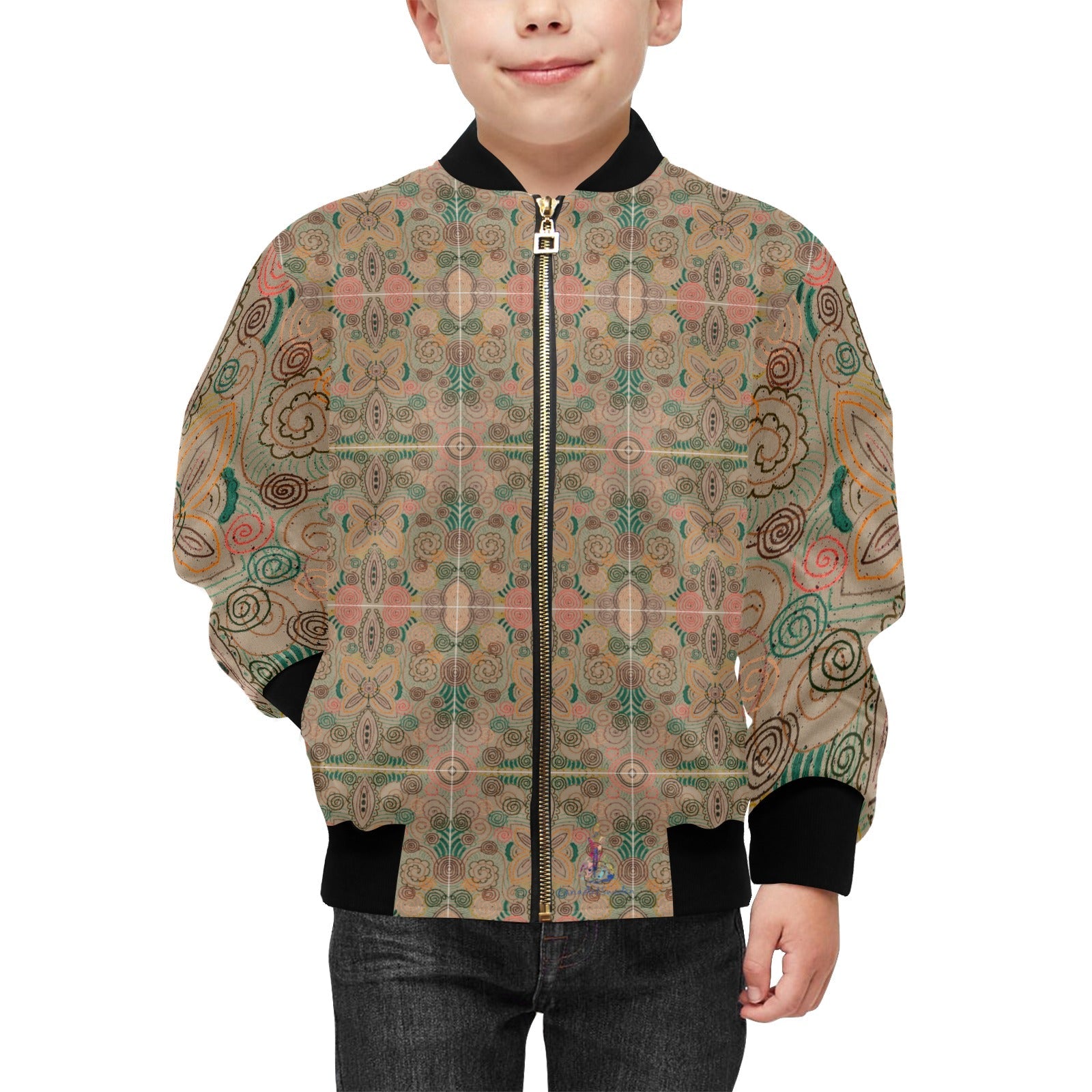 Venetian Blossom 2 Kids' Bomber Jacket with Pockets (Model H40) - Lana Art Sweden