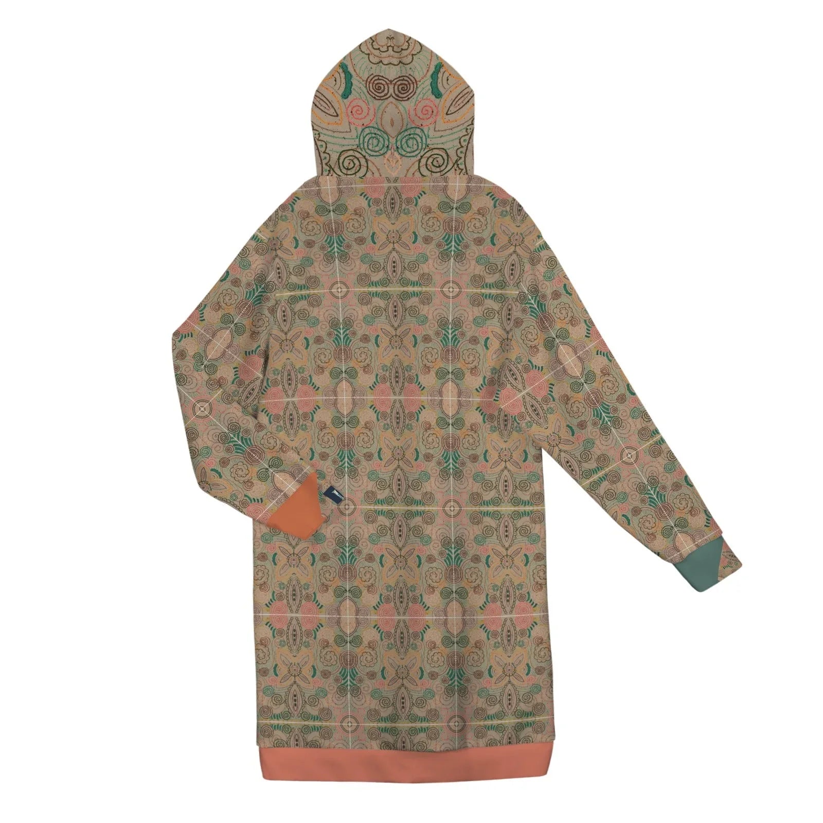 Venetian Blossom Burnt Orange Women's Long Hooded Jacket - Lana Art Sweden