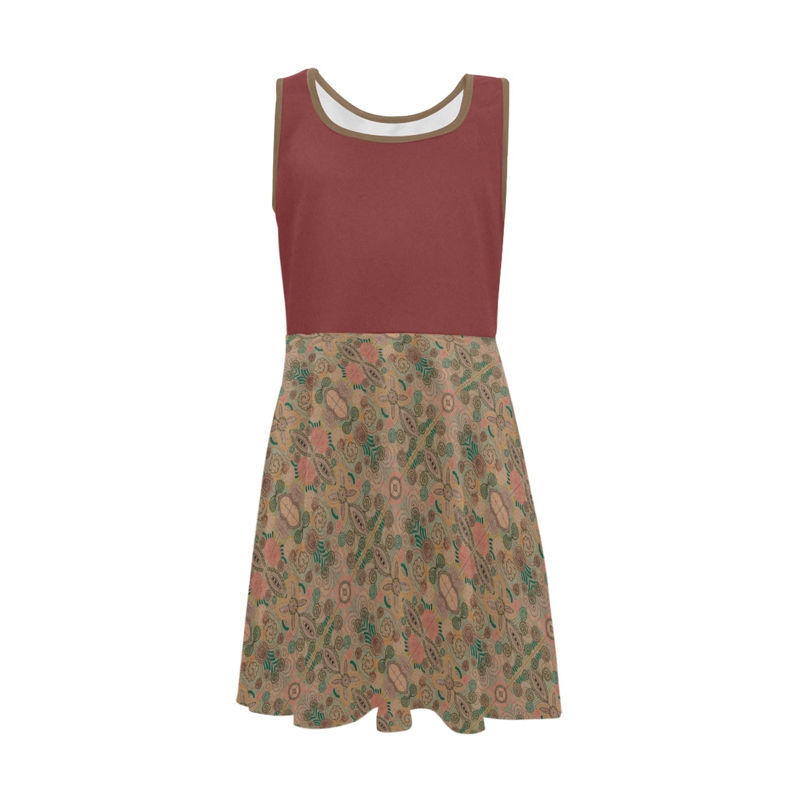 Venetian Blossom Chocolate Girls' Sleeveless Sundress - Lana Art Sweden
