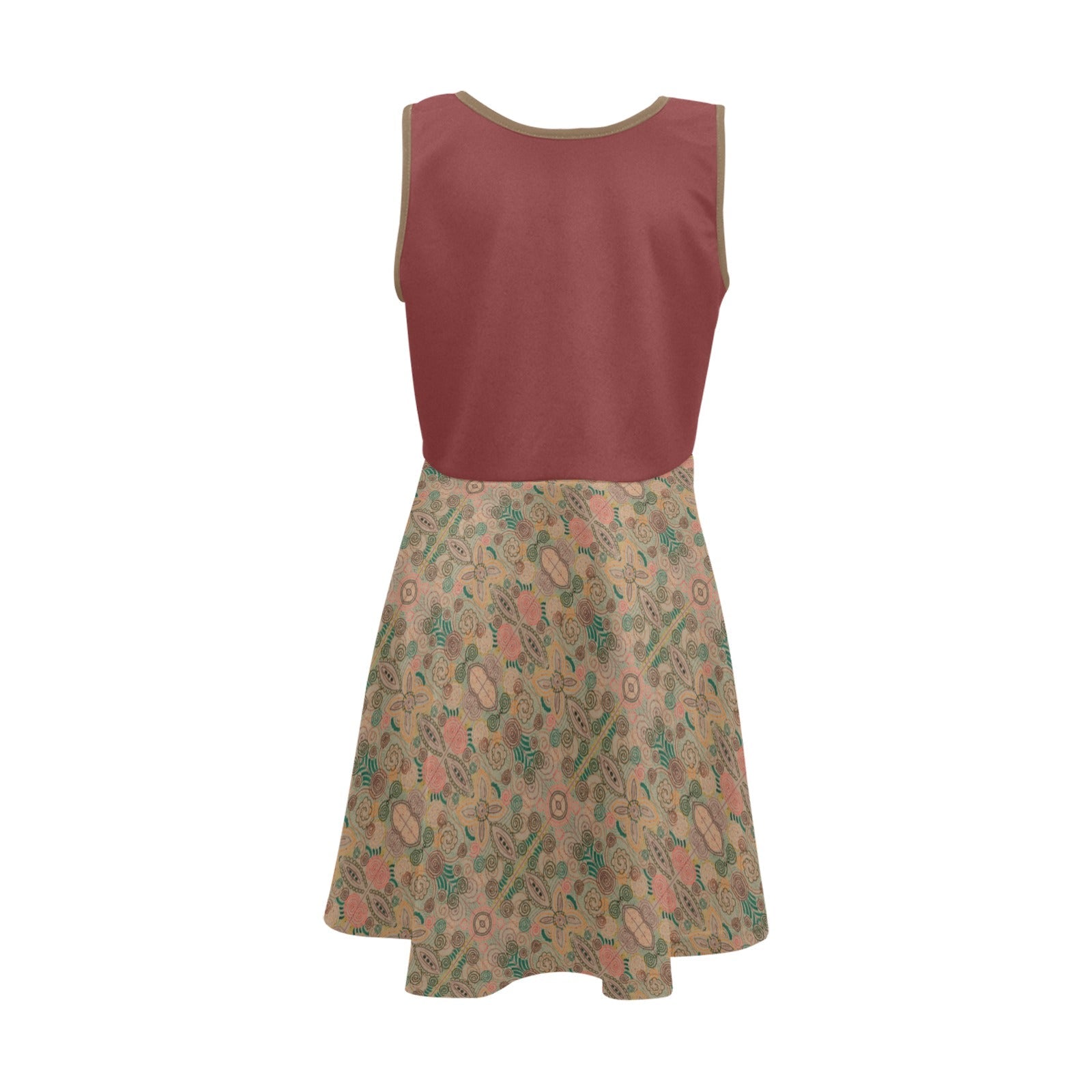 Venetian Blossom Chocolate Girls' Sleeveless Sundress - Lana Art Sweden