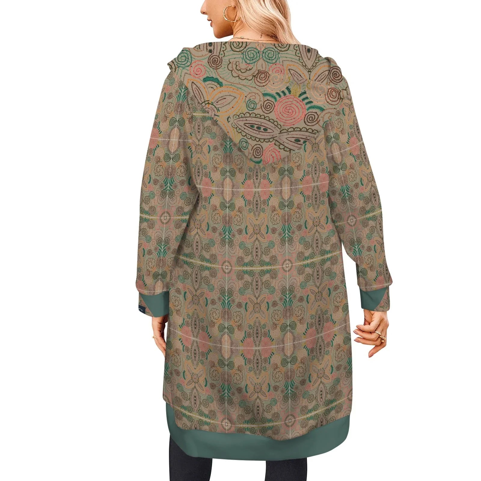 Venetian Blossom Women's Long Hooded Jacket - Lana Art Sweden