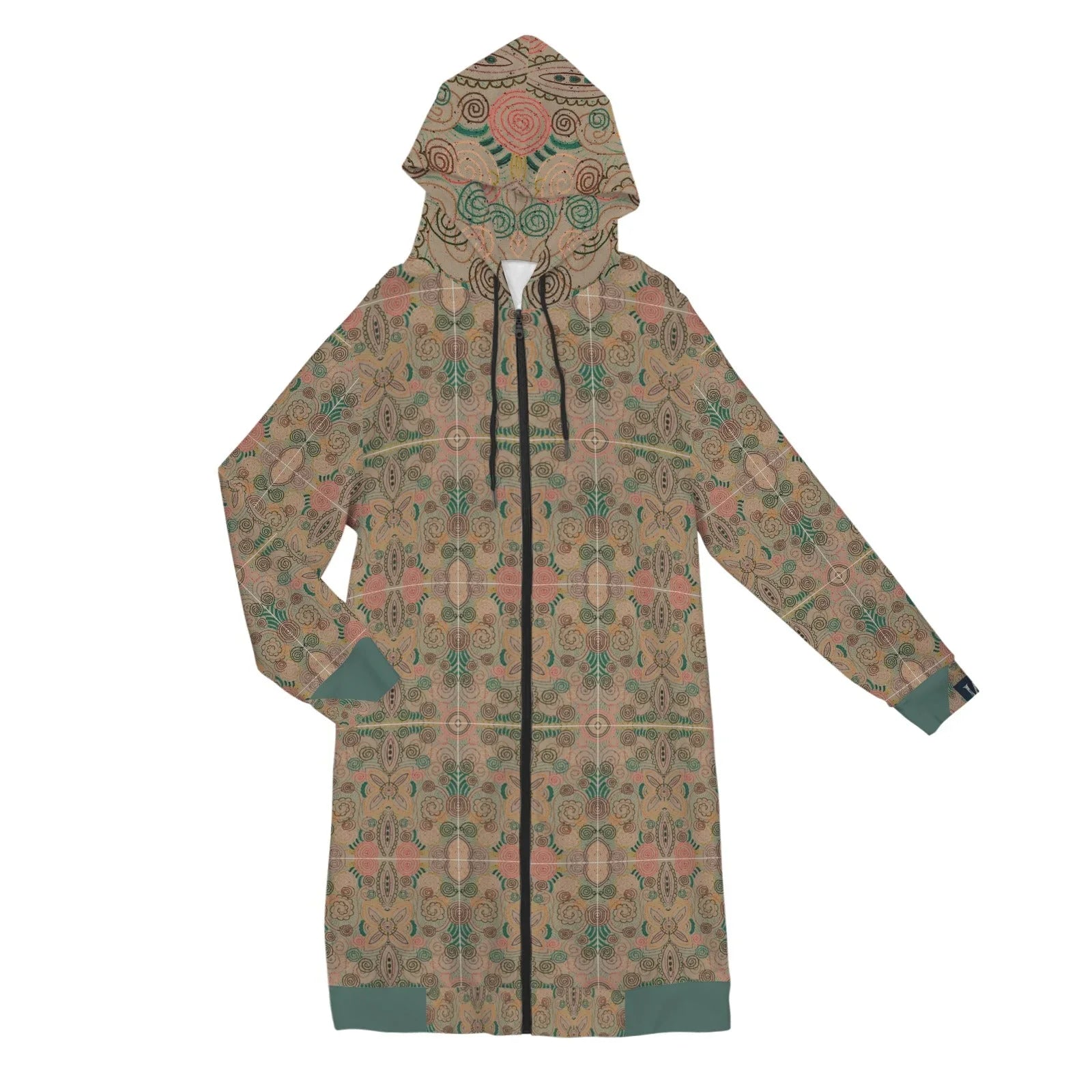 Venetian Blossom Women's Long Hooded Jacket - Lana Art Sweden